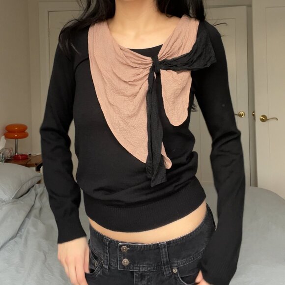 Vintage Neck Drape Detail Knit Sweater - Picture 6 of 7